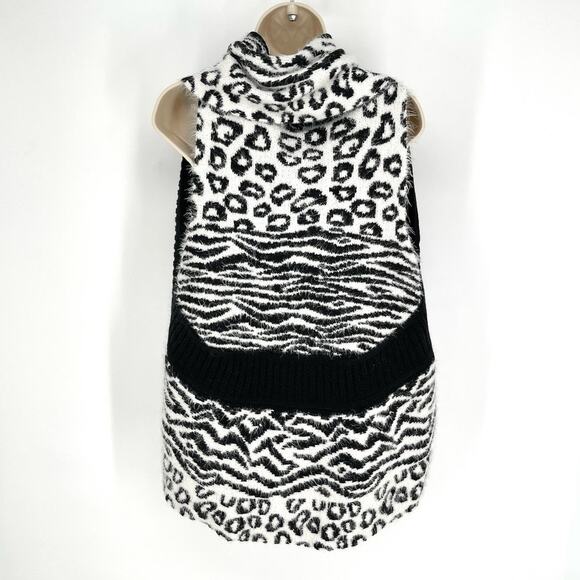 Spense NWT Women's Open Front Leopard Print Sweater SZ Petite XL Ivory Black - Picture 5 of 8